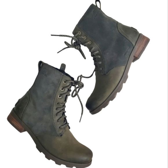 Sorel Shoes - Sorel Women's Emelie Short Lace-up Waterproof Leather/Suede Lug Sole Ankle Boot